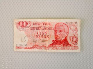 Vintage Argentina Cien Pesos $100 Bill Note Paper Money