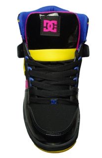 DC Shoes Womens Sneakers Rebound Hi Le Black Crazy Pink Yellow 303400