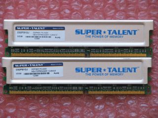 SUPER TALENT 2GB LOT 2x 1GB PC3200U DDR 400 NON ECC UNB LOW DENSITY