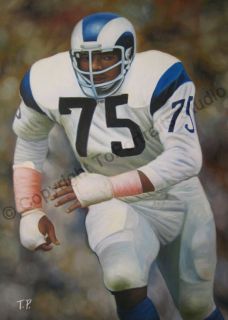 Deacon Jones Los Angeles Rams Canvas Card Oil Painting