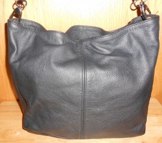 Deborah Gallo Made in Italy Womens Black Leather Tote Handbag Purse