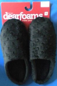 Dearfoams Slippers Large Size 9  10 Plush Womens NEW Black Velour Dots