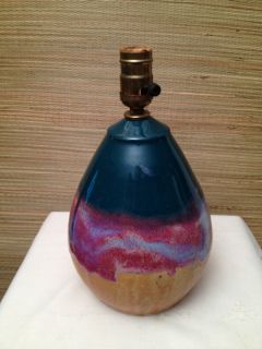 Vintage Mid Century Modern Art Pottery Lamp Drip Glaze