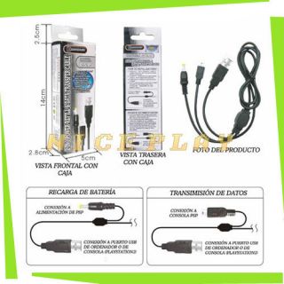 2in1 USB Charger Data Transfer Cable PSP 2000 3000 Slim