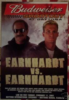 2001 Dale Earnhardt vs Jr 8 Budweiser Shootout Poster