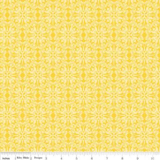  Fabric Bright Yellow Damask Lace from Riley Blake Designs 1 Yard New