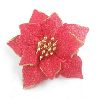  Poinsettia Flower Holiday Decoration Tree Ornament Red