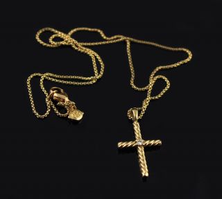 david yurman 18k gold cross diamond pendant necklace