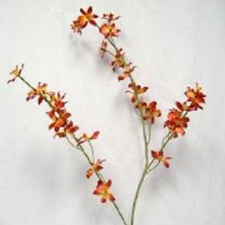  Orchid spray RED ORANGE Silk Flowers Artificial Plants Wedding