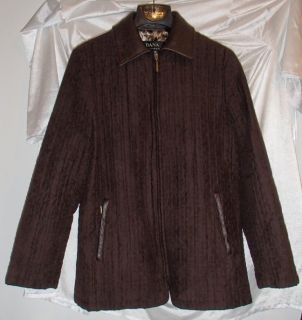 Dana Buchman Dark Brown Stitched Faux Suede Leather Jacket Coat Womens