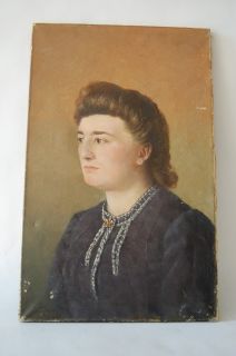 HST Portrait Femme Art Deco Peinture Huile Ancien French Painting