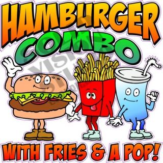 Hamburger Combo Concession Trailer Deli Food Lunch Truck Cart Sign