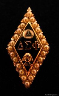 Delta Sigma PHI Fraternity Pearl 14k White Gold Pin