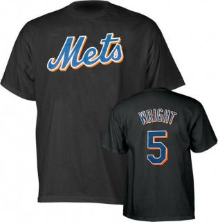 David Wright Black Majestic Player Name and Number New York Mets T