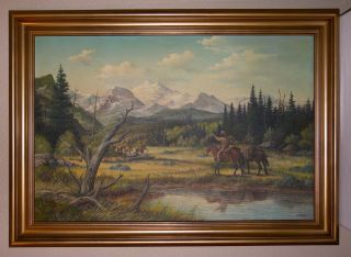 JW Thrasher Texas Artist Early Original Oil Painting Framed