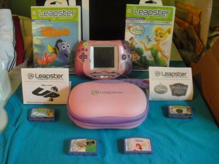 Photos PINK Leapster Learning Game System With 6 Game Catridges Plus