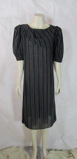 vintage 1980 s day dress black stripe m