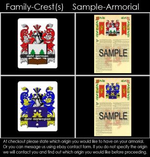  Name History Coat of Arms Family Crest 11x17 Dahl to Dugan