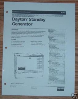Dayton 4LM42 8KW Generator Operation Parts Manual