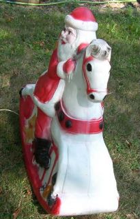 Union Rocking Horse Santa Blowmold Signed Don Featherstone Lighted