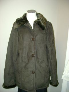 Dennis Basso Faux Shearling Button Front Coat S