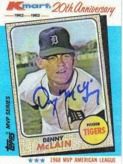 Denny McLain Signed 82 Kmart Card 31 6 1968 Tigers