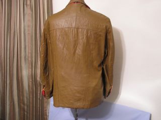 Mens Peters All Weather Wear Leather Shirt Jacket Fabric Lining Sz L