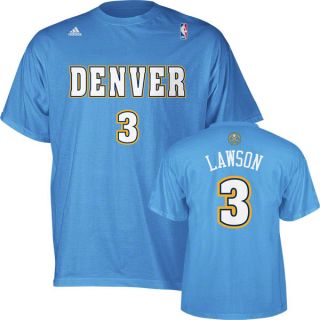  Lawson Adidas Light Blue Name and Number Denver Nuggets T Shirt