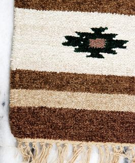 Vintage Yoga Rug Carpet India Brown 4 x 2 Indian Chenille Antique