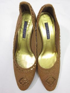 Ralph Lauren Collection Beige Woven Pumps Shoes Sz 8
