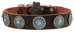 Queenie Leather Nickel Dog Collar Top Quality by D T