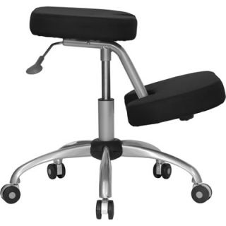  Black Fabric Office Mobile Knee Kneeling Chair w/Wheels & Silver Frame