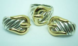 David Yurman Cable Buckle Ring and Earrings