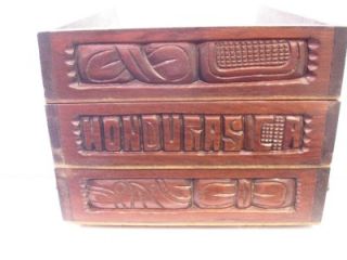 Vintage Ornate Letter Tray Desk Organizer Hand Carved Wood Honduras CA