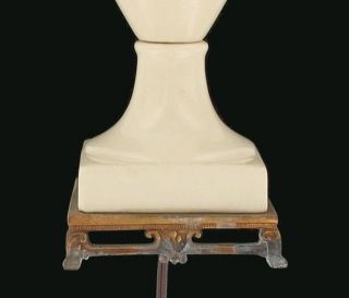 Vintage Lennox Art Deco Cream Twin Swan Porcelain Table Lamp Works