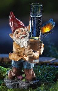 solar lighted garden gnome rain gauge new
