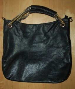 Deux Lux Large Black Snake Charmer Faux Leather Hobo Handbag EUC