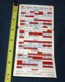 here is a 1968 detroit tigers schedule  usa only 28812