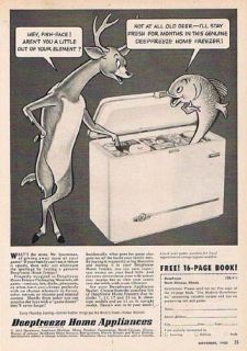 1952 Deep Freeze Home Appliance Freezer Buck Fish Ad