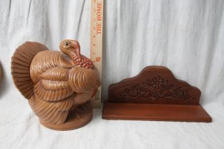 L113 Vtg Mixed Lot Hen Rooster Turkey Covered Dish Wooden Cookbook Hot