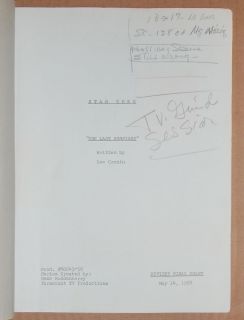 DeForest Kelleys Personal Annotated Final Draft Star Trek TOS Script