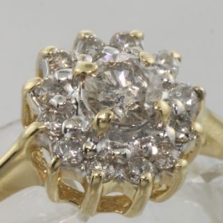sweet 14k yellow gold floral diamond cluster ring