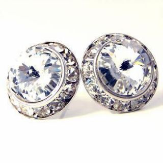 Elegant Clear Diamond Crystal Silver Post Stud Earrings 5 8 Costume