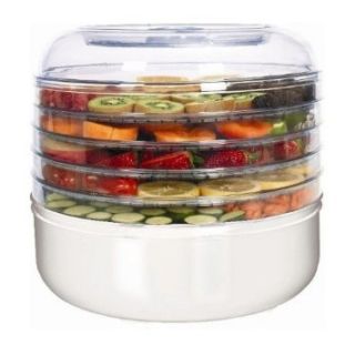 Space efficient 5 tray food dehydrator Cylindrical shape creates