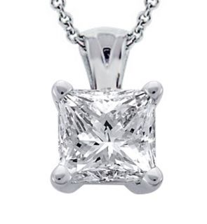 00 Ct Princess Cut Diamond Solitaire Pendant Necklace