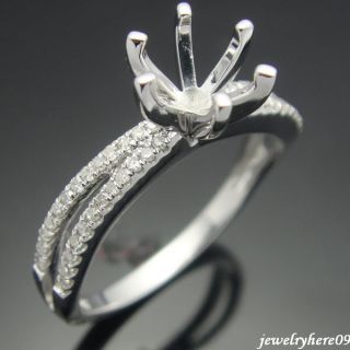  Soild 14k White Gold Diamond Semi Mount Engagement Ring Setting