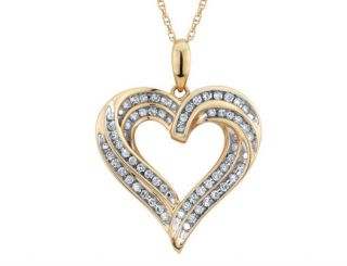 Diamond Heart Pendant Necklace 1/2 Carat (ctw) in 10K Yellow Gold with