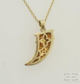 Designer 18K Yellow Gold Diamond Horn Pendant Necklace