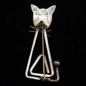 Cat Pin Vintage Sterling Silver Delfino Taxco Brooch Figural Animal