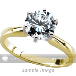 61 CT ROUND Diamond Solitaire Engagement Ring   14K Yellow Gold